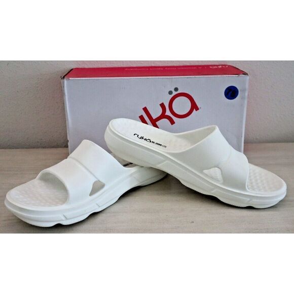 Ryka Women's Sz 12M Brilliant White Restore Recovery Slip-On Slide Sandals - Picture 1 of 8